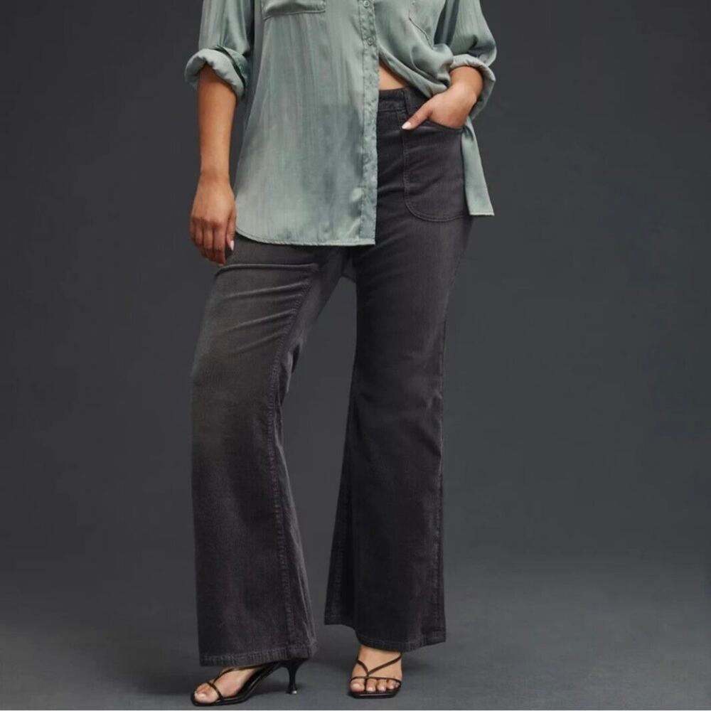 Anthropologie Pilcro Icon Flare Corduroy Pants Jeans Sundrenched Black Size 34 - Picture 3 of 9